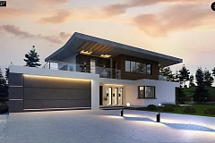 Вариант современного двухэтажного дома Zx22 с подвалом