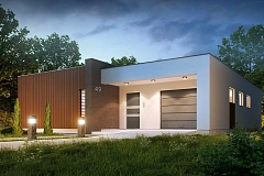 Одноэтажный дом с гаражом – современный дизайн, плоская крыша