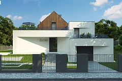 Проект современного коттеджа с цоколем и мансардой