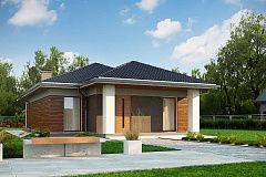 Одноэтажный дом в традиционном стиле с просторной гостиной