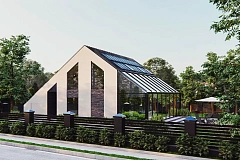 Современный дом со стеклянной террасой