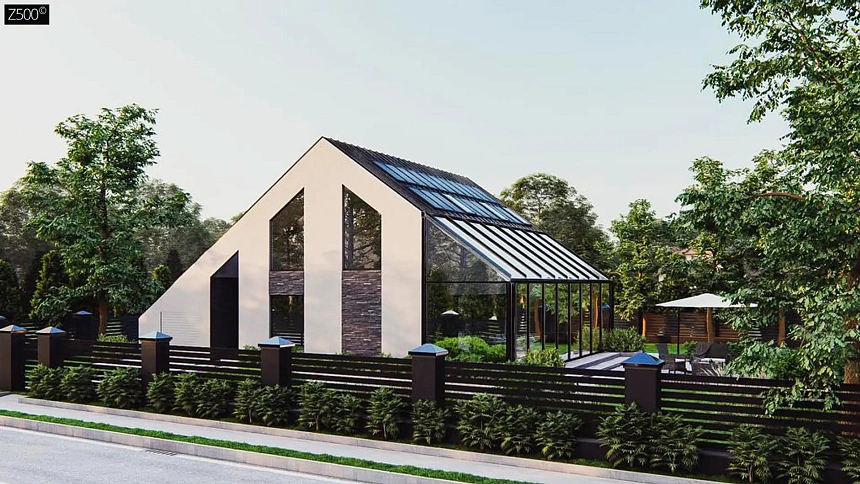 Современный дом со стеклянной террасой