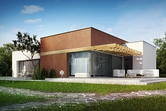 Одноэтажный дом в стиле хай-тек с четырьмя спальнями.