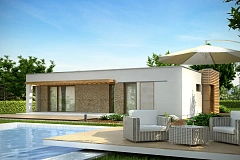 Одноэтажный дом в стиле тихоокеанского бунгало, с электрическим котлом