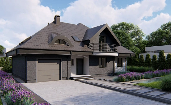 Версия проекта Z18 со встроенным гаражом с левой стороны дома