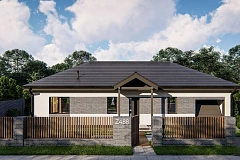 Одноэтажный дом на 3 комнаты, гостиная со столовой и гараж на одну машину