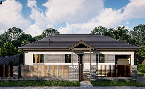 Одноэтажный дом на 3 комнаты, гостиная со столовой и гараж на одну машину