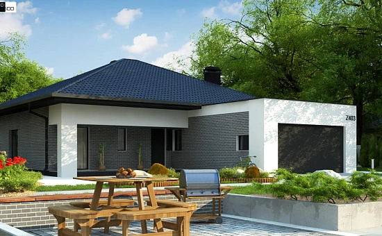 Одноэтажный дом с четырьмя спальнями и гаражом на два автомобиля