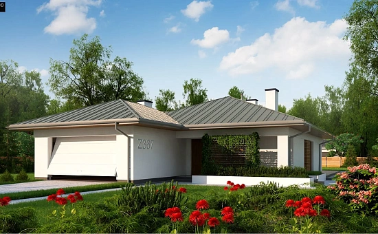 Одноэтажный дом с гаражом на две машины