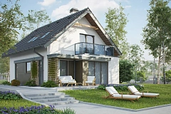 Компактный и функциональный дом с мансардой в традиционном стиле.