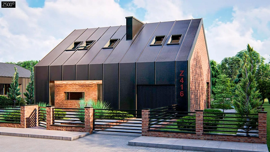 Мансардный современный дом