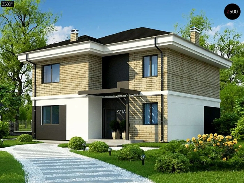 Вариант двухэтажного дома Zz1a с плитами перекрытия