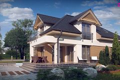 Комфортный дом привлекательного дизайна с дополнительной комнатой над гаражом.