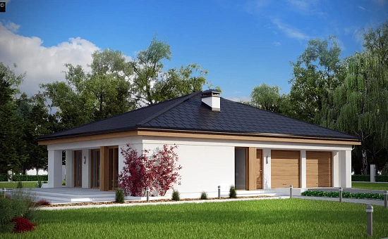 Практичный одноэтажный дом с четырьмя спальнями и гаражом.