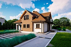 Классический мансардный дом с балконами.