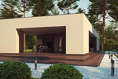 Современный одноэтажный дом с боковой террасой