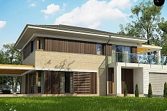 Проект функциональный двухэтажный дом с 4 спальнями и подвалом.