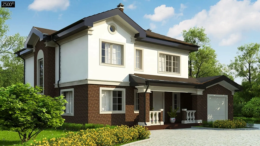 Просторный проект двухэтажного дома с удобной планировкой.