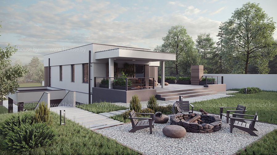 Двухэтажный дом с плоской кровлей для молодой семейной пары в деревне Мочаны, фото 3