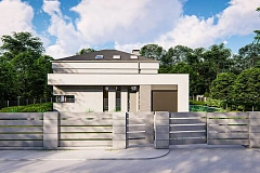 Современная версия двухэтажного дома с гаражом и кабинетом на первом этаже