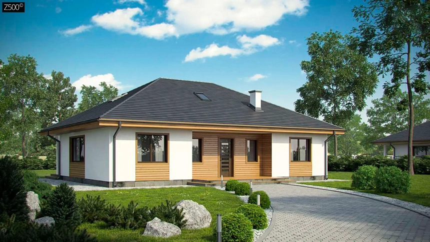 Вариант одноэтажного дома Z35 bG без гаража с измененной планировкой