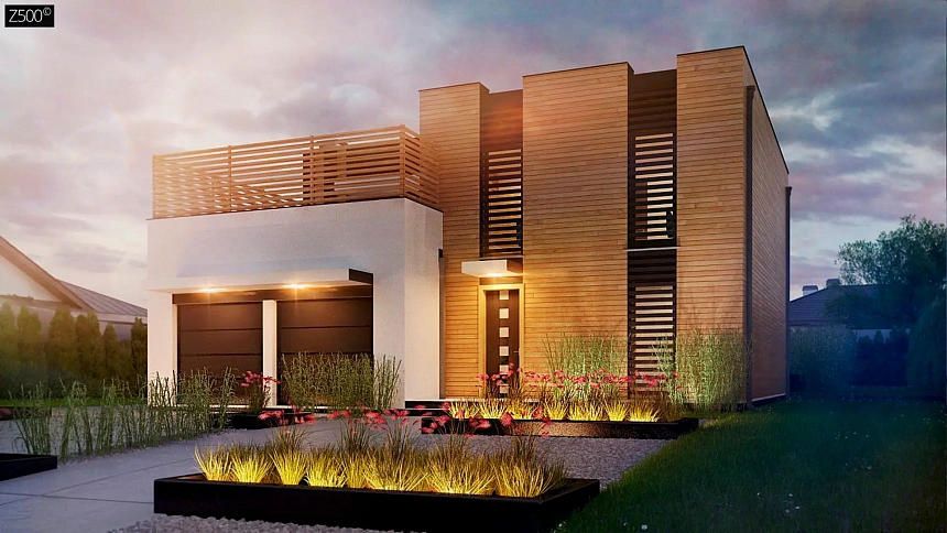 Вариант стильного двухэтажного дома Zx120 с измененной планировкой