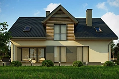 Стильный и аккуратный мансардный дом с гаражом для двух машин.