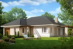 Практичный одноэтажный дом с гаражом для одной машины