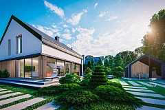 Современный дом с мансардой