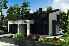 Современный двухуровневый дом с гаражом на одно авто и террасой на первом этаже