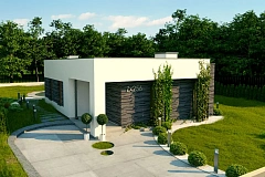 Небольшой современный одноэтажный проект дома с плоской кровлей