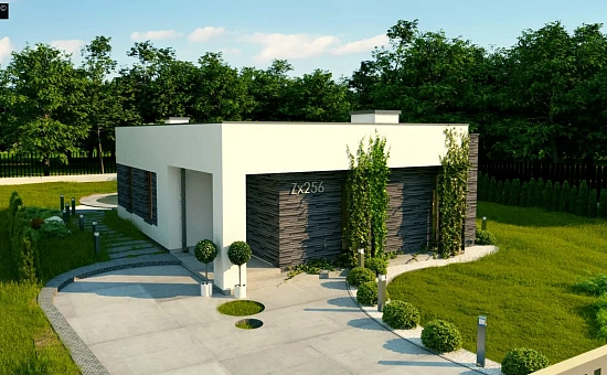 Небольшой современный одноэтажный проект дома с плоской кровлей