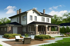 Проект двухуровневого просторного дома с гаражом на одно авто.