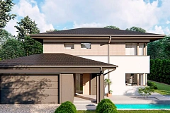 Двухэтажный дом с многоскатной крышей, гараж на 2 машины, большая гостиная