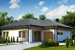 Вариант проекта одноэтажного дома Z204&nbsp;&nbsp;с гаражом для одной машины.