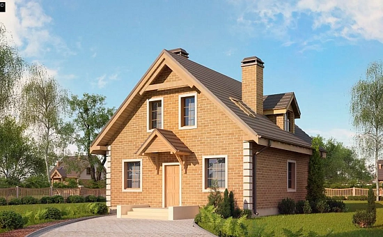 Версия проекта Z1 с отделкой фасадов из кирпича и электрическим котлом