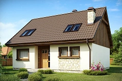 Выгодный и простой в строительстве дом с эркером в дневной зоне.