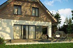 Стильный и аккуратный мансардный дом с гаражом для двух машин.