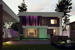 Проект дома в современном стиле с большими площадями остекления