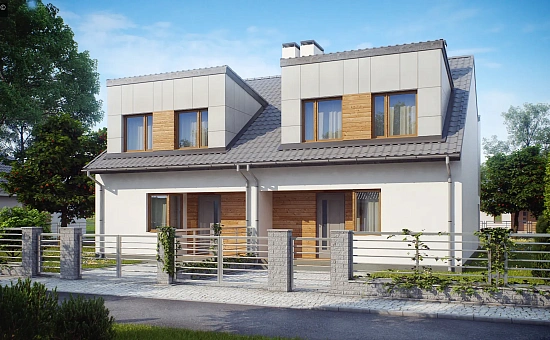 Компактные дома близнецы в современном стиле с уютным интерьером.