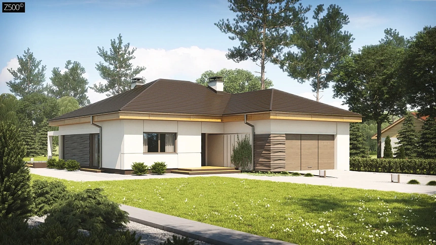 Вариант проекта Z96 с измененной формой крыши и с крытой террасой.
