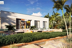 Современный одноэтажный дом небольшого размера.