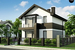 Вариант Z372 компактного двухэтажного дома для узких участков с плитами перекрытия