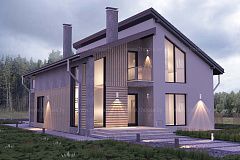 Дом со встроенным гаражом и вторым светом над гостиной.