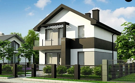 Вариант Z372 компактного двухэтажного дома для узких участков с плитами перекрытия