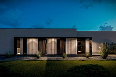 Проект современного одноэтажного дома с плоской кровлей