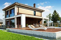 Двухэтажный коттедж с уютной террасой и балконом