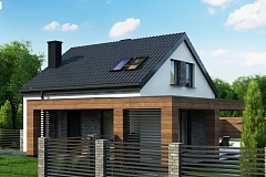 Проект мансардного дачного дома с комнатой на первом этаже