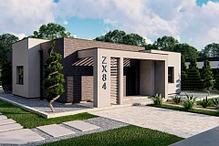 Одноэтажный современный дом с плоской крышей