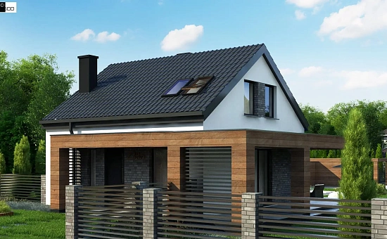 Проект мансардного дачного дома с комнатой на первом этаже